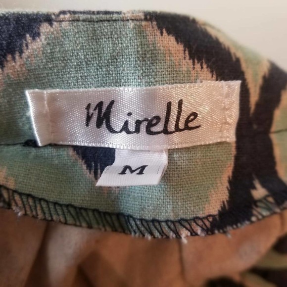 Mirelle Full Skirt Green Geometric 100% Cotton M - Picture 7 of 10